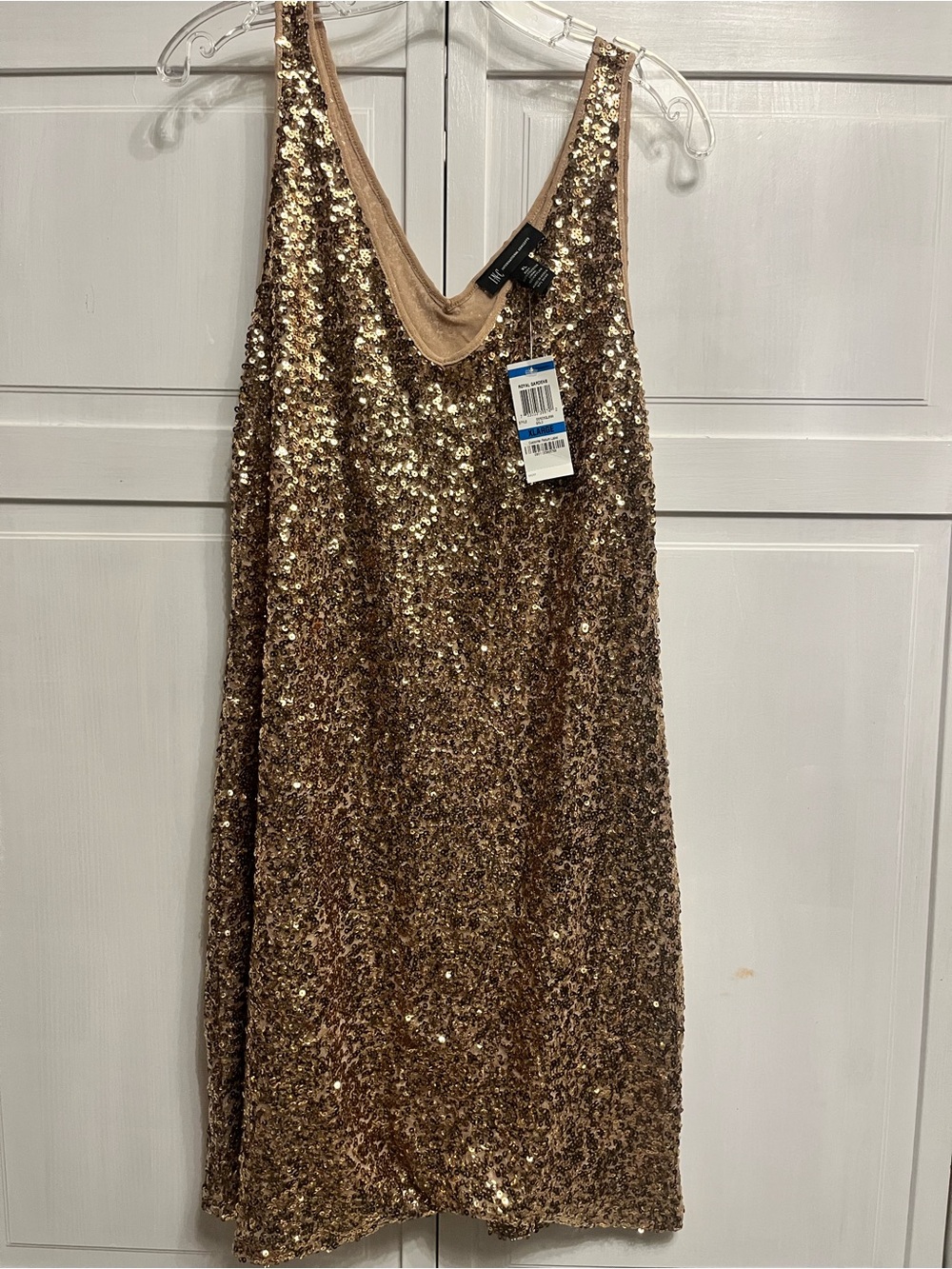 INC Gold Sequin Sleeveless V-Neck Party Dress, new with tags, XL
